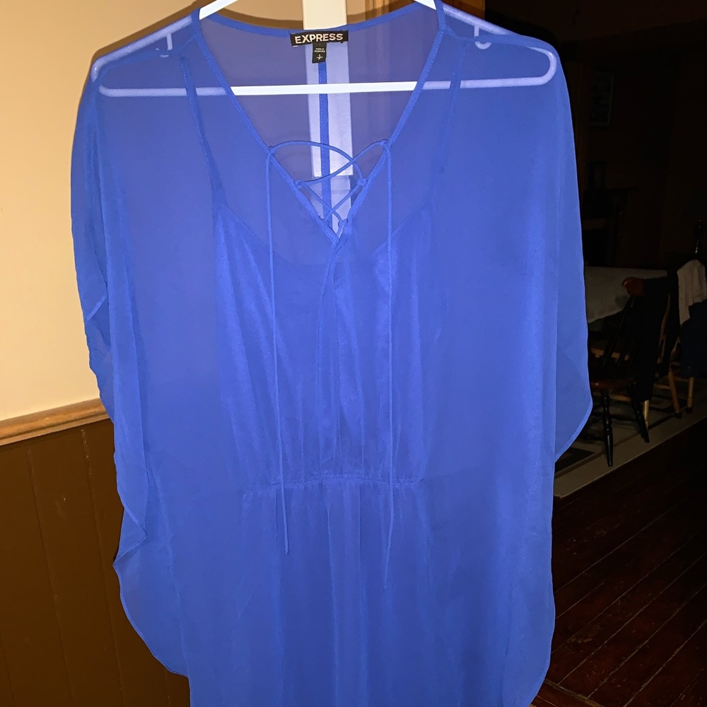 Express size small tank dress with attached flowy mesh. Freshly washed.
